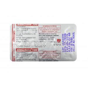 アルダクトン （スピノロラクトン） 100mg 錠剤裏面