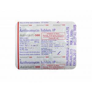 アジスタート (アジスロマイシン) 錠剤裏面