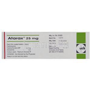 ヒドロキシジン塩酸塩25 mg 錠 (UCB) 箱 情報