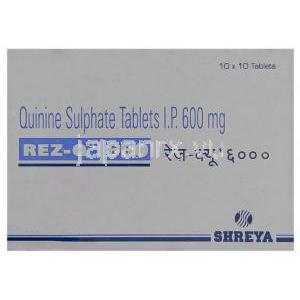 レズ-Q  Rez-Q, 硫酸キニーネ, 600mg 錠 (Shreya) 箱