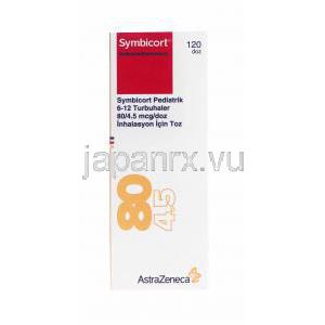 シンビコート 小児用 吸入剤,80mcg/4.5mcg, 120回分,タービュヘイラー,箱表面