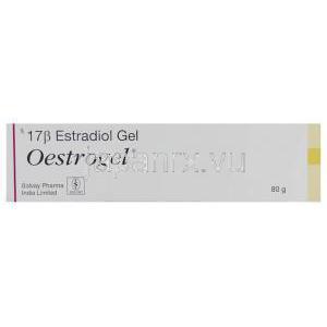 エストラジオールジェル（ジェネリックエストレース）, Oestrogel.  80gm, ジェルチューブ(Solvay) 箱