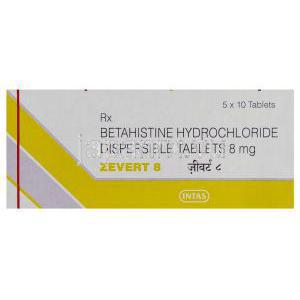 ベタヒスチン （メリスロン ジェネリック）, Zevert, 8MG 錠 (Intas) 箱