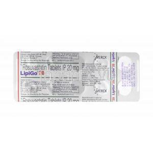 リピゴ (ロスバスタチン) 20mg 錠剤裏面