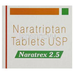 ナラトリプタン （アマージ  ジェネリック）, Naratrex, 2.5mg 錠 (Sun Pharma) 箱