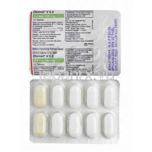 オビメット V (メトホルミン/ ボグリボース) 0.2mg 錠剤