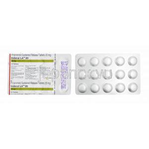 インデラルLA Inderal LA, プロプラノロール 20mg 徐放性錠（Abbott社） 製造者情報