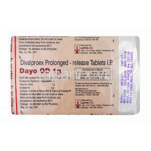 デイヨ (ジバルプロエクス) 1000mg 錠剤裏面