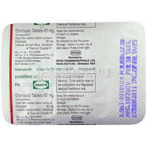 ジェネリック・アルコキシア, エトリコキシブ 60 mg 包装 情報