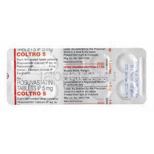 コルトロ (ロスバスタチン) 5mg 錠剤裏面