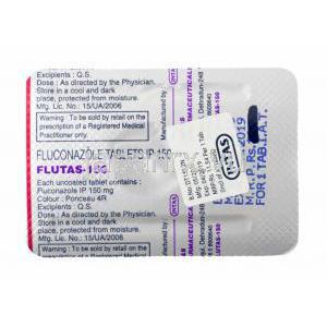 フルタス (フルコナゾール) 150mg 錠剤裏面