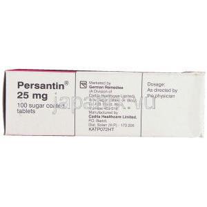ジピリダモール （ペルサンチン ジェネリック）,   25 mg 錠 (Cadila) 製造者情報