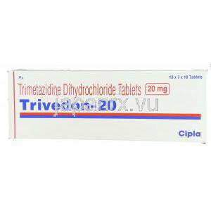トリメタジジン（バスタレルジェネリック）, Trivedon, 20mg 錠 (Cipla) 箱