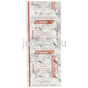 ロピニロール（レキップジェネリック）, Ropark, 2mg 錠 (Sun Pharma) 包装