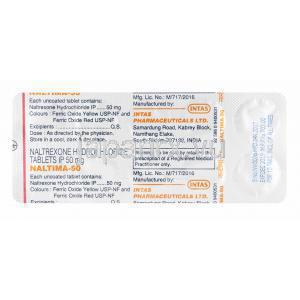 ナルティマ (ナルトレキソン) 50mg 錠剤裏面
