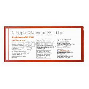 アムロケム M (アムロジピン 5mg/ メトプロロール 50mg) 製造元