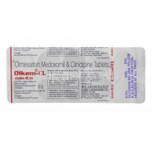 オルケム CL (オルメサルタン/ チルニジピン) 錠剤裏面