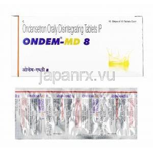 オンデム MD (オンダンセトロン) 8mg 箱、錠剤