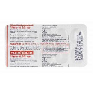 タキシム O DT (セフィキシム) 100mg 錠剤裏面