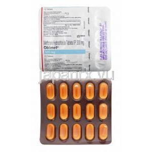 オビメット (メトホルミン) 500mg 錠剤