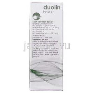 レボサルブタモール / 臭化イプラトロピウム, Duolin, 50mcg / 20mcg 200md インヘラー (Cipla) 成分