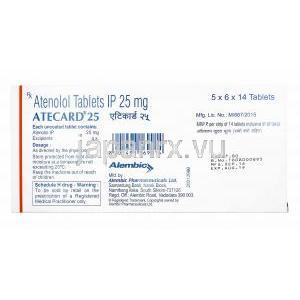 アテカード (アテノロール) 25mg 成分