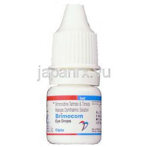 ブリモニジン酒石酸塩/チモロールマレイン酸塩, Brimocom, 2mg / 5mg 点眼液(Cipla) ボトル