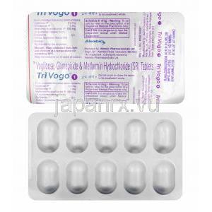 トリボゴ (グリメピリド 1mg/ メトホルミン 500mg/ ボグリボース 0.2mg) 錠剤