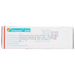 ウルソデオキシコール酸（ウルソジェネリック）, Ursocol, 300mg 錠 (Sun Pharma) 製造者情報