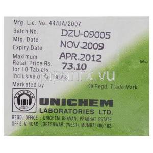 ニメスリド/ チザニジン 100MG/ 2MG 錠 (Unichem) 製造者情報