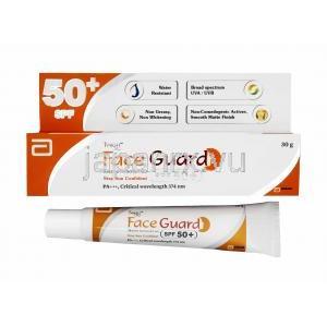 フェイスガード シリコン日焼け止めジェル SPF 50 30g 箱、チューブ