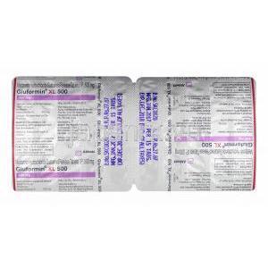 グルホルミン XL (メトホルミン) 500mg 錠剤裏面