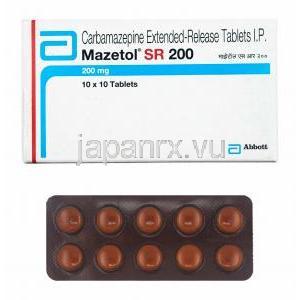 マゼトール SR (カルバマゼピン) 200mg 箱、錠剤