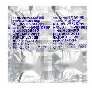 メフロキン 250mg, メフロック,製造元：Aristo,　シート裏面