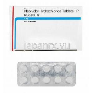 ヌベタ (ネビボロール) 5mg 箱、錠剤