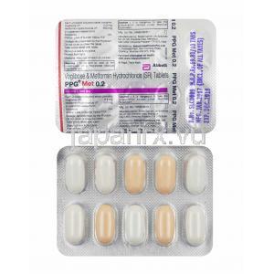 PPG メット (メトホルミン/ ボグリボース) 0.2mg 錠剤