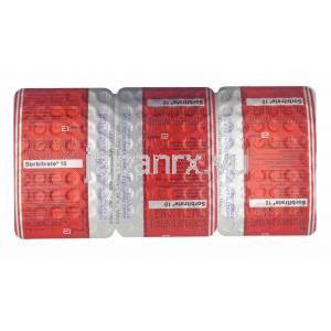 ソルビトレート,  硝酸イソソルビド 10 mg  錠剤裏面