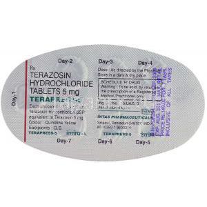 テラプレス Terapress, ハイトラシン ジェネリック, テラゾシン 2mg 錠 (Abbott India) 包装裏面