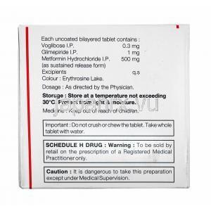 トリベトロール (グリメピリド 1mg/ メトホルミン 500mg/ ボグリボース 0.3mg) 成分