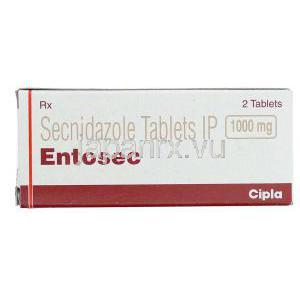 セクニダゾール（セクニダゾール ジェネリック）, Entisec 1,000mg 錠 (Cipla) 箱