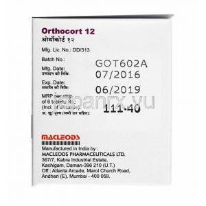 オルソコート (デフラザコート) 12mg 製造元