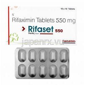 リファセット (リファキシミン) 550mg 箱、錠剤