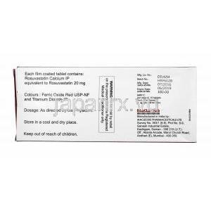 ロズスタット (ロスバスタチン) 20mg 製造元