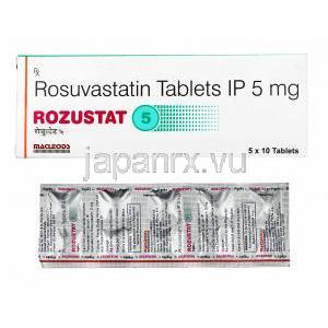 ロズスタット, ロスバスタチン5mg,箱,錠