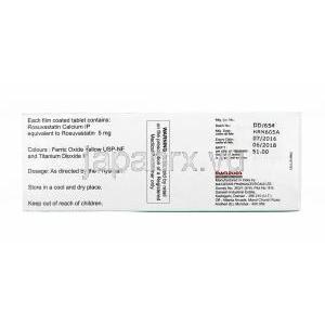 ロズスタット, ロスバスタチン5mg,成分