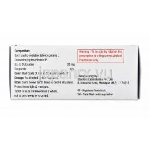ドゥローレン (デュロキセチン) 20mg 成分