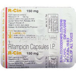 リファンピシン, R-CIN, 150 mg　カプセル 包装 (Lupin)