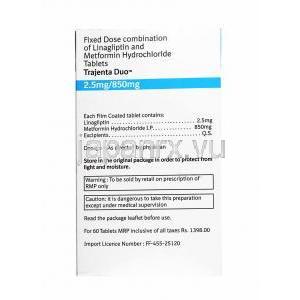 トラゼンタ デュオ, リナグリプチン2.5mg/メトホルミン850mg,　成分