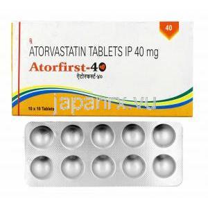 アトルファースト (アトルバスタチン) 40mg 箱、錠剤