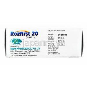 ロズファースト (ロスバスタチン) 20mg 製造元